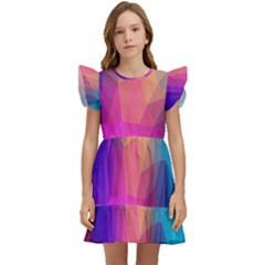 Triangles Polygon Color Kids  Winged Sleeve Dress