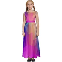 Triangles Polygon Color Kids  Satin Sleeveless Maxi Dress