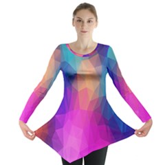 Triangles Polygon Color Long Sleeve Tunic  by artworkshop