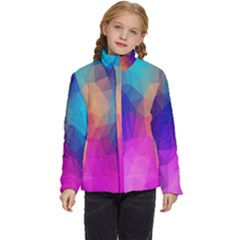 Triangles Polygon Color Kids  Puffer Bubble Jacket Coat by artworkshop