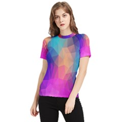 Triangles Polygon Color Women s Short Sleeve Rash Guard by artworkshop