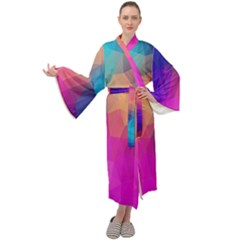 Triangles Polygon Color Maxi Velour Kimono by artworkshop