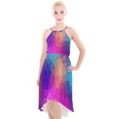 Triangles Polygon Color High-low Halter Chiffon Dress  by artworkshop