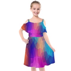 Triangles Polygon Color Kids  Cut Out Shoulders Chiffon Dress by artworkshop