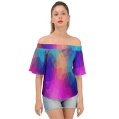 Triangles Polygon Color Off Shoulder Short Sleeve Top by artworkshop