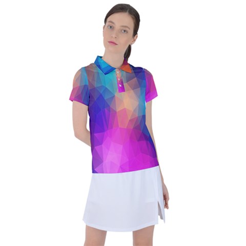 Triangles Polygon Color Women s Polo Tee by artworkshop