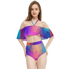 Triangles Polygon Color Halter Flowy Bikini Set  by artworkshop