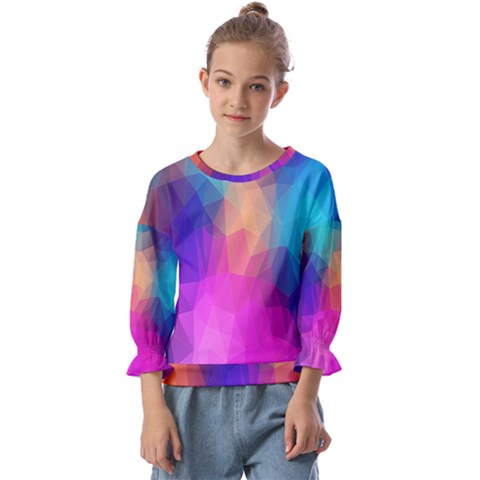 Triangles Polygon Color Kids  Cuff Sleeve Top by artworkshop