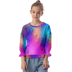 Triangles Polygon Color Kids  Cuff Sleeve Top