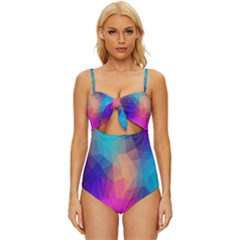 Triangles Polygon Color Knot Front One-piece Swimsuit