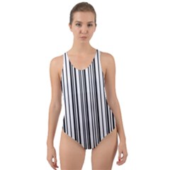 Barcode Pattern Cut-out Back One Piece Swimsuit by Sapixe