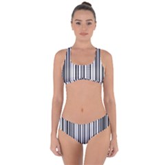 Barcode Pattern Criss Cross Bikini Set by Sapixe