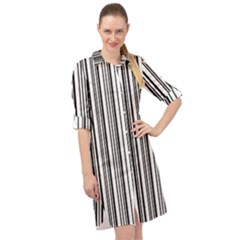 Barcode Pattern Long Sleeve Mini Shirt Dress by Sapixe