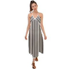 Barcode Pattern Halter Tie Back Dress  by Sapixe