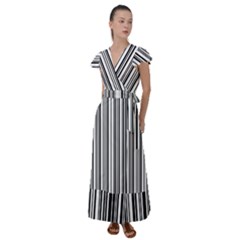 Barcode Pattern Flutter Sleeve Maxi Dress by Sapixe