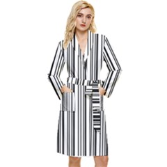 Barcode Pattern Long Sleeve Velour Robe by Sapixe