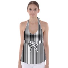 Barcode Pattern Babydoll Tankini Top by Sapixe