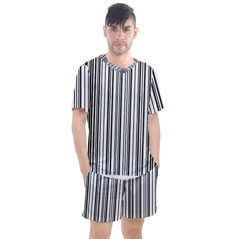 Barcode Pattern Men s Mesh Tee And Shorts Set by Sapixe