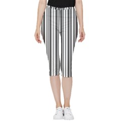 Barcode Pattern Inside Out Lightweight Velour Capri Leggings  by Sapixe