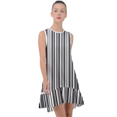 Barcode Pattern Frill Swing Dress by Sapixe