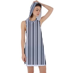 Barcode Pattern Racer Back Hoodie Dress by Sapixe