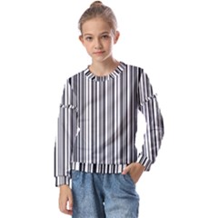 Barcode Pattern Kids  Long Sleeve Tee With Frill 