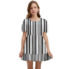 Barcode Pattern Kids  Short Sleeve Dolly Dress