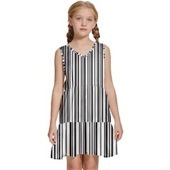 Barcode Pattern Kids  Sleeveless Tiered Mini Dress by Sapixe