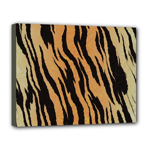 Tiger Animal Print A Completely Seamless Tile Able Background Design Pattern Canvas 14  X 11  (stretched) by Amaryn4rt