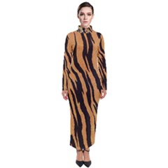 Tiger Animal Print A Completely Seamless Tile Able Background Design Pattern Turtleneck Maxi Dress by Amaryn4rt