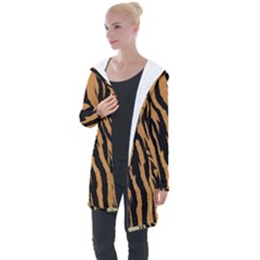 Tiger Animal Print A Completely Seamless Tile Able Background Design Pattern Longline Hooded Cardigan by Amaryn4rt