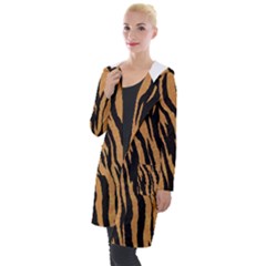 Tiger Animal Print A Completely Seamless Tile Able Background Design Pattern Hooded Pocket Cardigan by Amaryn4rt