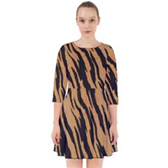 Tiger Animal Print A Completely Seamless Tile Able Background Design Pattern Smock Dress by Amaryn4rt