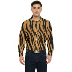 Tiger Animal Print A Completely Seamless Tile Able Background Design Pattern Men s Long Sleeve  Shirt