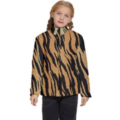 Tiger Animal Print A Completely Seamless Tile Able Background Design Pattern Kids  Puffer Bubble Jacket Coat by Amaryn4rt