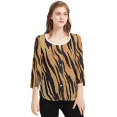 Tiger Animal Print A Completely Seamless Tile Able Background Design Pattern Chiffon Quarter Sleeve Blouse by Amaryn4rt