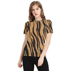 Tiger Animal Print A Completely Seamless Tile Able Background Design Pattern Women s Short Sleeve Rash Guard by Amaryn4rt