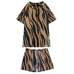 Tiger Animal Print A Completely Seamless Tile Able Background Design Pattern Kids  Swim Tee And Shorts Set by Amaryn4rt