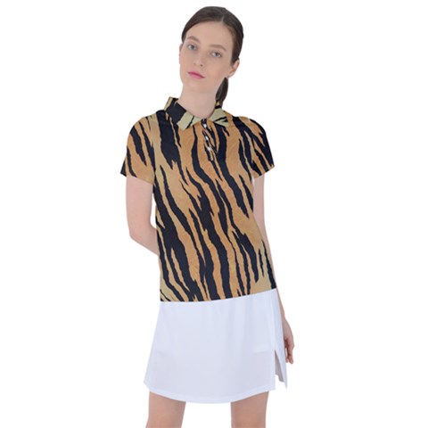 Tiger Animal Print A Completely Seamless Tile Able Background Design Pattern Women s Polo Tee by Amaryn4rt