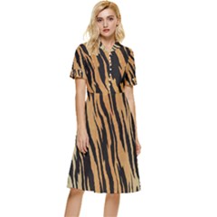 Tiger Animal Print A Completely Seamless Tile Able Background Design Pattern Button Top Knee Length Dress by Amaryn4rt