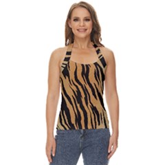 Tiger Animal Print A Completely Seamless Tile Able Background Design Pattern Basic Halter Top