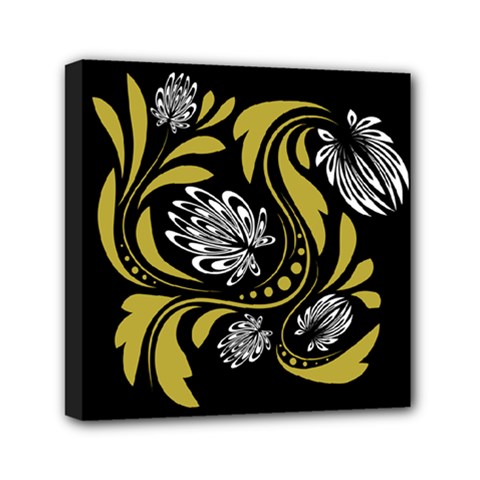 Folk Flowers Floral Art Print Flowers Abstract Art  Mini Canvas 6  X 6  (stretched) by Eskimos