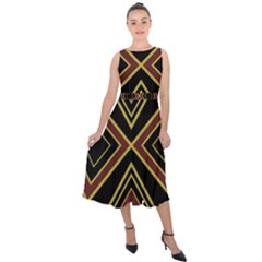 Abstract Pattern Geometric Backgrounds  Midi Tie-back Chiffon Dress by Eskimos