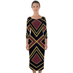 Abstract Pattern Geometric Backgrounds  Quarter Sleeve Midi Bodycon Dress by Eskimos