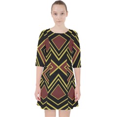 Abstract Pattern Geometric Backgrounds  Quarter Sleeve Pocket Dress by Eskimos