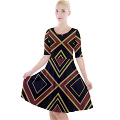 Abstract Pattern Geometric Backgrounds  Quarter Sleeve A-line Dress by Eskimos