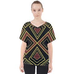 Abstract Pattern Geometric Backgrounds  V-neck Dolman Drape Top by Eskimos