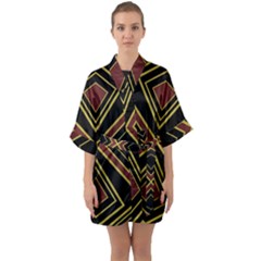 Abstract Pattern Geometric Backgrounds  Half Sleeve Satin Kimono  by Eskimos