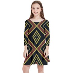 Abstract Pattern Geometric Backgrounds  Kids  Quarter Sleeve Skater Dress by Eskimos