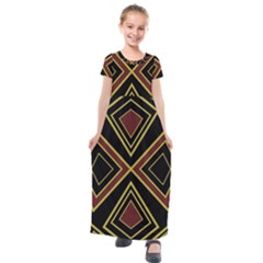 Abstract Pattern Geometric Backgrounds  Kids  Short Sleeve Maxi Dress by Eskimos